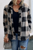 Fashion Street Adult Polyester Plaid Split Joint Buttons Mandarin Collar Outerwear