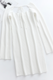 Casual Solid Frenulum Square Collar Pencil Skirt Dresses Sweater