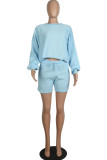 Fashion Casual Solid Split Joint O Neck Long Sleeve Two Pieces