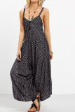 Fashion Casual Striped Split Joint Spaghetti Strap Loose Jumpsuits