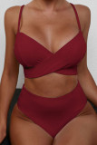 Fashion Simplicity Solid Split Joint Swimwears