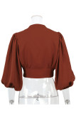 Fashion Street Solid Split Joint V Neck Tops
