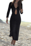 Fashion Vacation Solid Hollowed Out Swimwears Cover Up