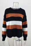 Fashion Street Striped Split Joint O Neck Tops
