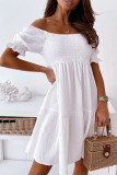 Fashion Casual Solid Split Joint Off the Shoulder Princess Dresses