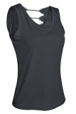 Fashion Street Solid Backless O Neck Tops
