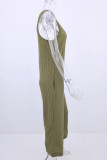 Fashion Casual Solid Split Joint U Neck Loose Jumpsuits