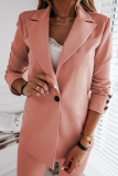 Elegant Solid Split Joint Buttons Turn-back Collar Outerwear