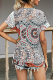 Casual Print Basic O Neck T-Shirts