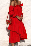 Fashion Street Solid Split Joint Off the Shoulder Irregular Dress Dresses
