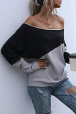 Fashion Street Patchwork Bateau Neck Tops