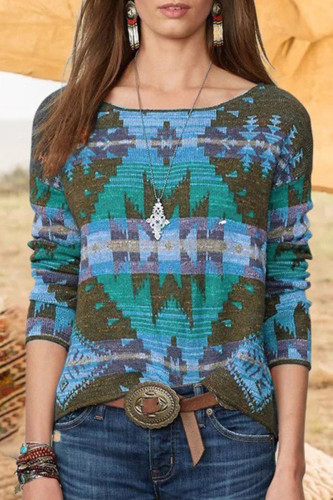 Fashion Street Geometric O Neck Tops