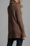Casual Solid Split Joint Turtleneck Tops Sweater