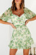 Fashion Casual Print Split Joint V Neck Waist Skirt Dresses