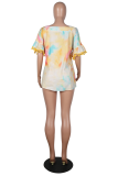 Casual Street Tie Dye Tassel Split Joint Square Collar T-Shirts