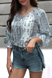 Casual Street Print Frenulum Tops