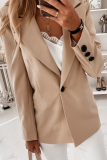Elegant Solid Split Joint Buttons Turn-back Collar Outerwear