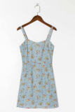 Fashion Elegant Floral Split Joint V Neck A Line Dresses