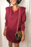 Fashion Casual Solid Split Joint O Neck Pencil Skirt Dresses