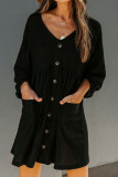 Fashion Casual Solid Split Joint V Neck A Line Dresses