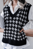 Casual Print Split Joint V Neck Tops