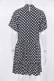 Fashion Casual Dot Split Joint O Neck A Line Dresses