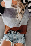 Fashion Casual Striped Split Joint O Neck Tops