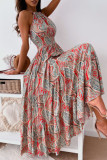 Fashion Street Print Split Joint Halter A Line Dresses