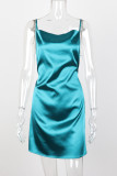 Fashion Street Solid Spaghetti Strap A Line Dresses