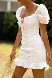 Fashion Sexy Solid Split Joint V Neck A Line Dresses