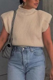 Fashion Casual Solid Split Joint Turtleneck Tops