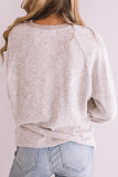 Casual Patchwork Buckle Contrast O Neck Tops