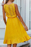 Fashion Casual Solid Split Joint O Neck A Line Dresses