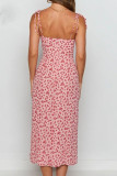 Fashion Casual Print Frenulum Slit Spaghetti Strap Printed Dresses