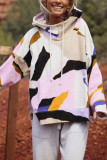 Fashion Casual Print Split Joint Hooded Collar Tops
