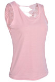 Fashion Street Solid Backless O Neck Tops