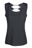 Fashion Street Solid Backless O Neck Tops