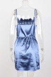 Fashion Street Solid Spaghetti Strap A Line Dresses