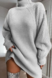 Fashion Solid Turtleneck Straight Dresses