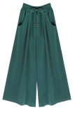 Fashion Casual Solid Frenulum Loose Mid Waist Wide Leg Bottoms