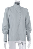 Fashion Street Solid Split Joint Mandarin Collar Tops
