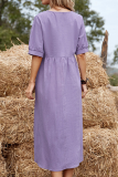 Casual Vintage Split Joint O Neck A Line Dresses