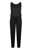 Fashion Casual Solid Frenulum O Neck Straight Jumpsuits