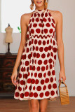 Fashion Casual Dot Backless Halter A Line Dresses