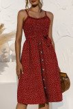 Fashion Casual Print Split Joint Spaghetti Strap A Line Dresses