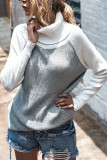 Fashion Casual Solid Split Joint Turtleneck Tops