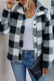Fashion Street Adult Polyester Plaid Split Joint Buttons Mandarin Collar Outerwear