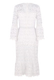 Fashion Street Solid Split Joint V Neck Princess Dresses