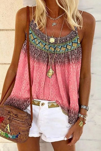 Fashion Casual Print Spaghetti Strap Tops