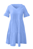 Casual Solid Split Joint Pocket V Neck A Line Dresses